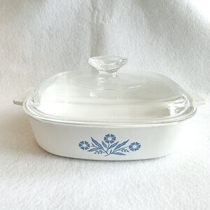 Corningware Blue Cornflower with‎ Lid Baking Dish 1 QT casserole Vintage